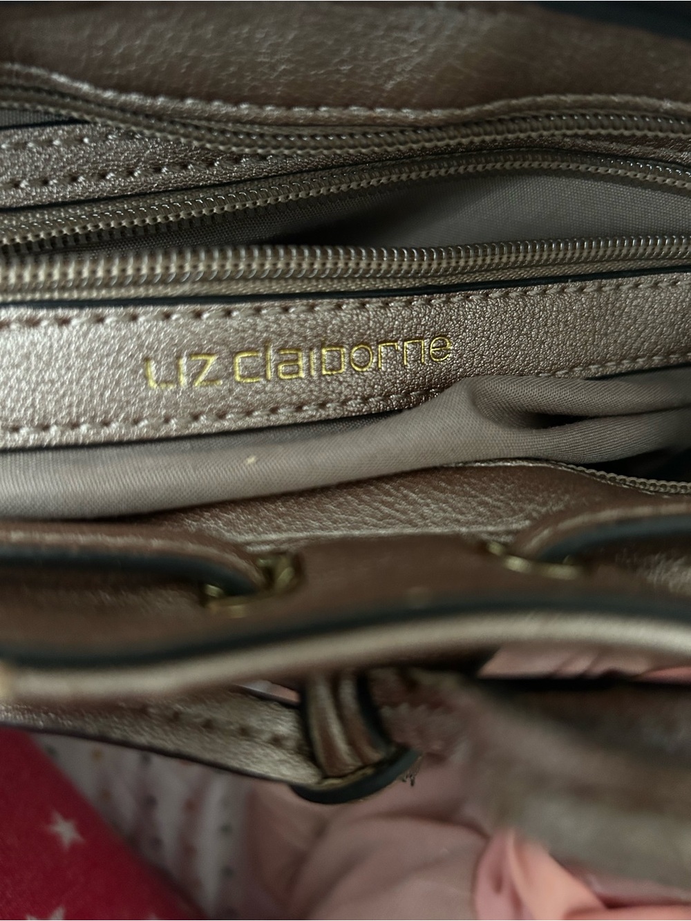 Liz Claiborne Chestnut Brown Pebbled Leather Shoulder Bag with Bow Detail - Picture 4 of 5